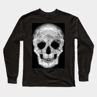 Spirograph Skull: a digital geometric black and white collage Long Sleeve T-Shirt